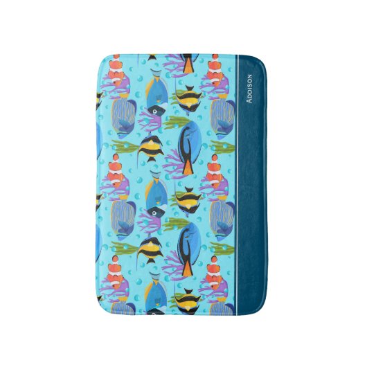 Little Kids Ocean Fish Pattern Bathroom バスマット (正面縦)