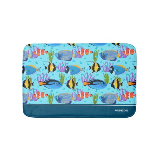 Little Kids Ocean Fish Pattern Bathroom バスマット (正面)