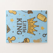 “Little King Baby Shower Banner – Blue & Gold Crow ジグソーパズル (横)