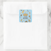 “Little King Baby Shower Banner – Blue & Gold Crow スクエアシール (バッグ)