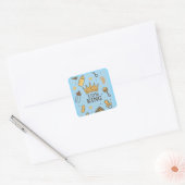 “Little King Baby Shower Banner – Blue & Gold Crow スクエアシール (封筒)