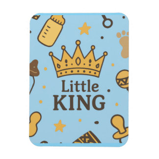 “Little King Baby Shower Banner – Blue & Gold Crow マグネット