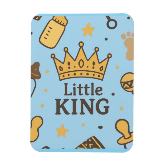 “Little King Baby Shower Banner – Blue & Gold Crow マグネット (縦)