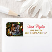 Little Kitten on Christmas Tree   ラベル (インサイチュ)