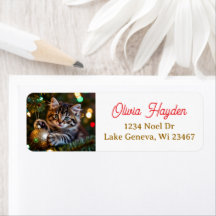 Little Kitten on Christmas Tree  