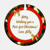 Little Kitten on Christmas Tree Personalized メタルオーナメント (裏面)