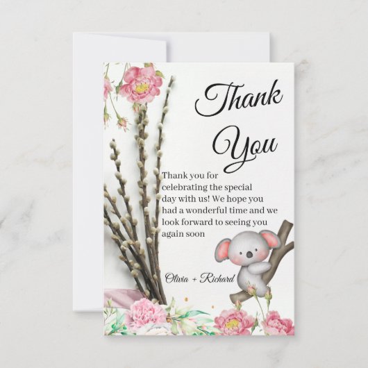 Little Koala Wedding Thank You Card for Guests All サンキューカード (正面)
