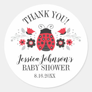Little Lady Ladybug Baby Shower Thank You ラウンドシール