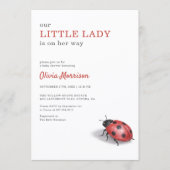 Little Lady Ladybug Gingham Baby Shower 招待状 (正面)
