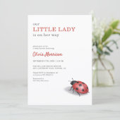 Little Lady Ladybug Gingham Baby Shower 招待状 (スタンド正面)