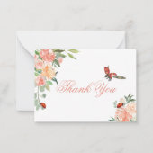Little Lady Ladybug Roses Baby Shower Thank You ノートカード (正面)