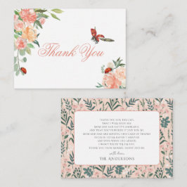 Little Lady Ladybug Roses Baby Shower Thank You ノートカード