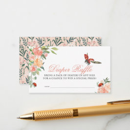 Little Lady Ladybug Roses Diaper Raffle Ticket エンクロージャーカード