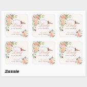 Little Lady Ladybug Roses Girl Baby Shower スクエアシール (シート)