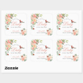 Little Lady Ladybug Roses Girl Baby Shower スクエアシール (シート)