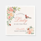Little Lady Ladybug Roses Girl Baby Shower スタンダードカクテルナプキン (正面)