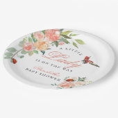 Little Lady Ladybug Roses Girl Baby Shower ペーパープレート (アングル)