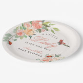 Little Lady Ladybug Roses Girl Baby Shower ペーパープレート (アングル)