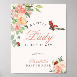 Little Lady Ladybug Roses Girl Baby Shower ポスター