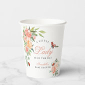 Little Lady Ladybug Roses Girl Baby Shower 紙コップ (裏面)