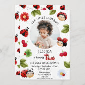 Little Ladybugの第2バースデーパーティー写真 招待状 (正面/裏面)