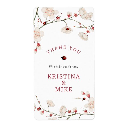 Little Ladybug Baby Showerありがとうステッカー ラベル (正面)