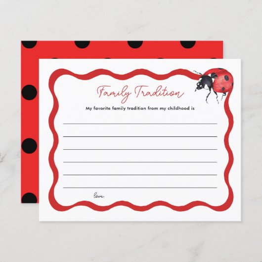Little Ladybug Baby Shower Family Tradition Card (正面/裏面)