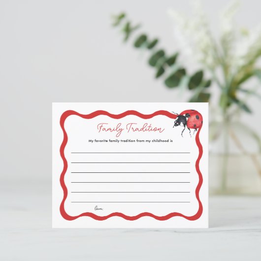 Little Ladybug Baby Shower Family Tradition Card (スタンド正面)