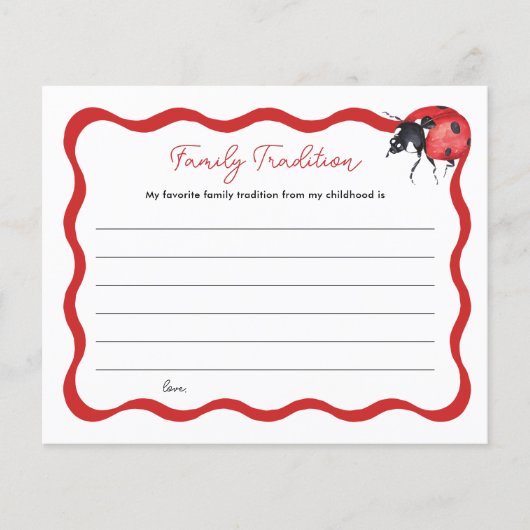 Little Ladybug Baby Shower Family Tradition Card (正面)