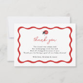 Little Ladybug Baby Shower Thank You サンキューカード (正面)