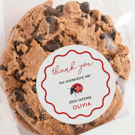 Little Ladybug Birthday Party Thank You ラウンドシール