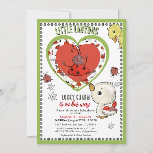Little Ladybug Ducklin's Lucky Charm is on Her Way 招待状 (正面)