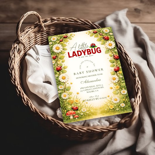 Little Ladybug Garden Baby Shower 招待状