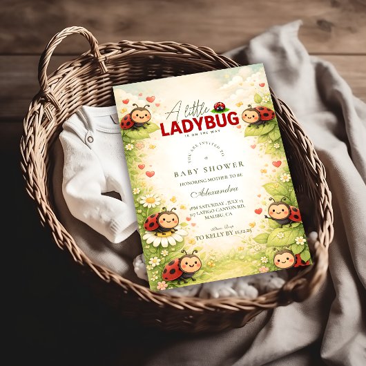 Little Ladybug Garden Celebration Baby Shower 招待状