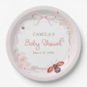 Little Ladybug Garden Girl Baby Shower ペーパープレート (正面)