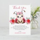 Little Ladybug Girl Baby Shower Thank You サンキューカード (スタンド正面)