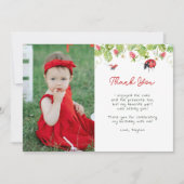 Little Ladybug Girl Birthday Party写真 サンキューカード (正面)