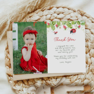 Little Ladybug Girl Birthday Party写真 サンキューカード