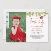 Little Ladybug Girl Birthday Party写真 招待状 (正面)