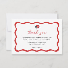 Little Ladybug Girl Birthday Party Thank You サンキューカード