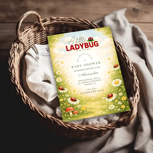 Little Ladybug Meadow Celebration Baby Shower 招待状