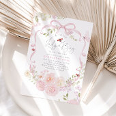 Little Ladybug Pink Bow Wildflower Baby Shower 招待状