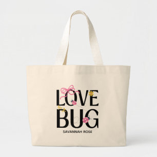 Little Ladybug Pink Girl Baby Shower ラージトートバッグ