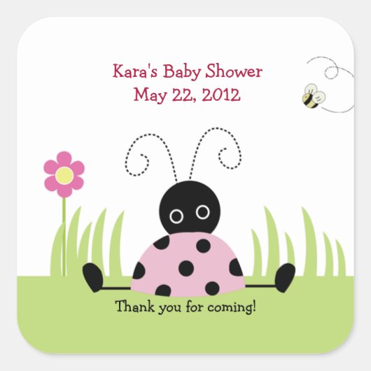 Little Ladybug (Pink) SQUARE Favoritesステッカー スクエアシール (正面)