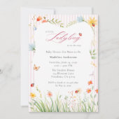 Little Ladybug Wildflower Baby Shower 招待状 (正面)