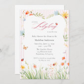 Little Ladybug Wildflower Baby Shower 招待状 (正面/裏面)