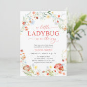 Little Ladybug Wildflower Girl Baby Shower 招待状 (スタンド正面)