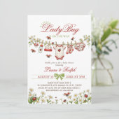 Little Ladybug Wildflower Girl Baby Shower 招待状 (スタンド正面)