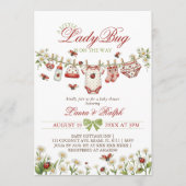 Little Ladybug Wildflower Girl Baby Shower 招待状 (正面)