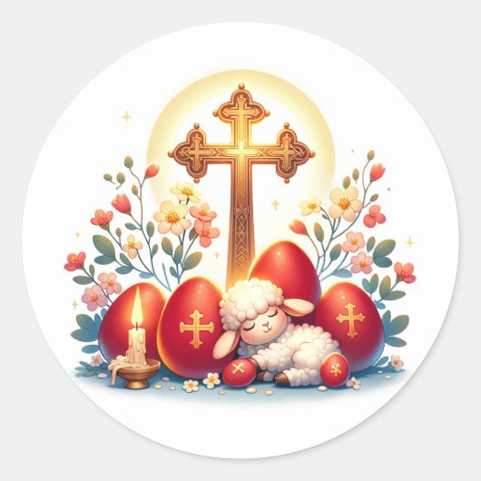 Little Lamb Orthodox Easter Celebration ラウンドシール (正面)